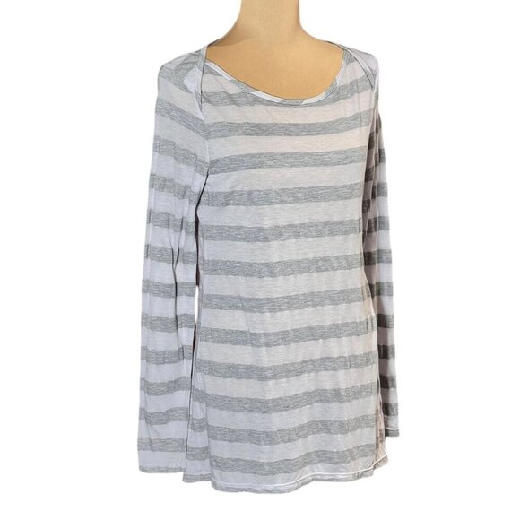 C&C California Striped Long Sleeve Tee Sz.M Gray Long Supima Cotton Blend - Picture 2 of 9